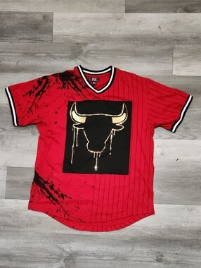 Bare Fox King Red Graphic Jersey with Gold Drip Accents #23 Mens 2XL
